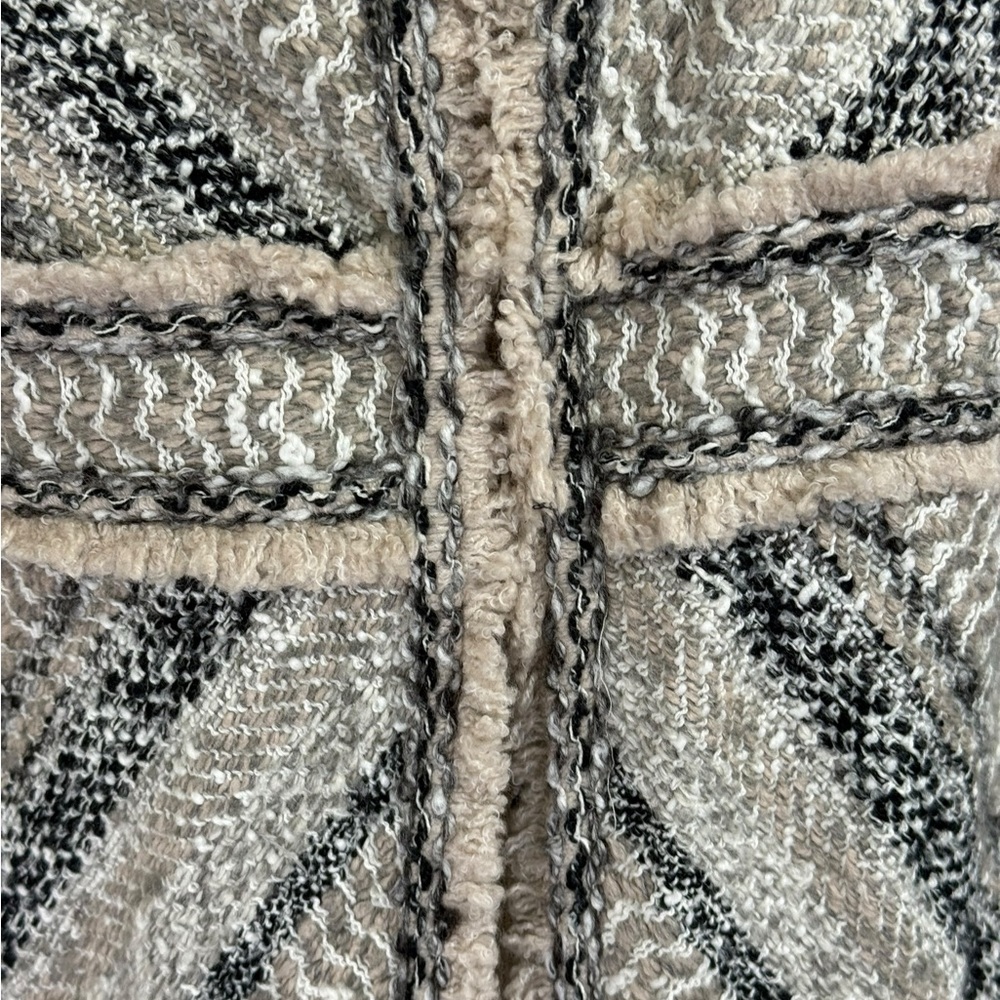 Chico’s Size 1 Knit Coatigan Cardigan Sweater Coatigan Stripe Long Relaxed Boho - Picture 5 of 9